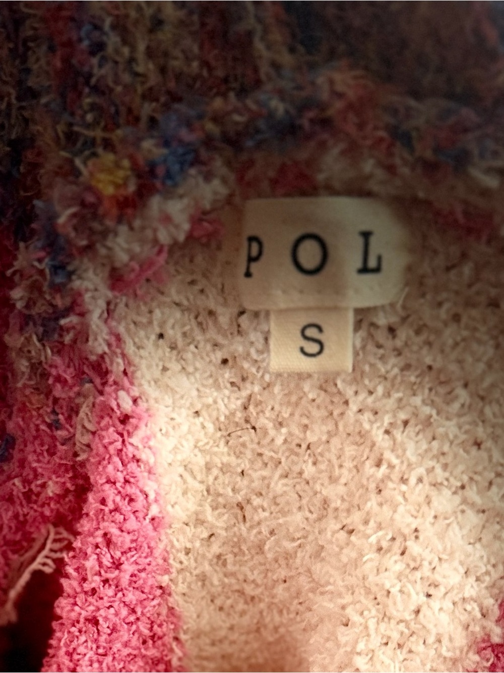 POL Hooded Sweater Coat in Pink, Cream & Rust - Picture 3 of 4